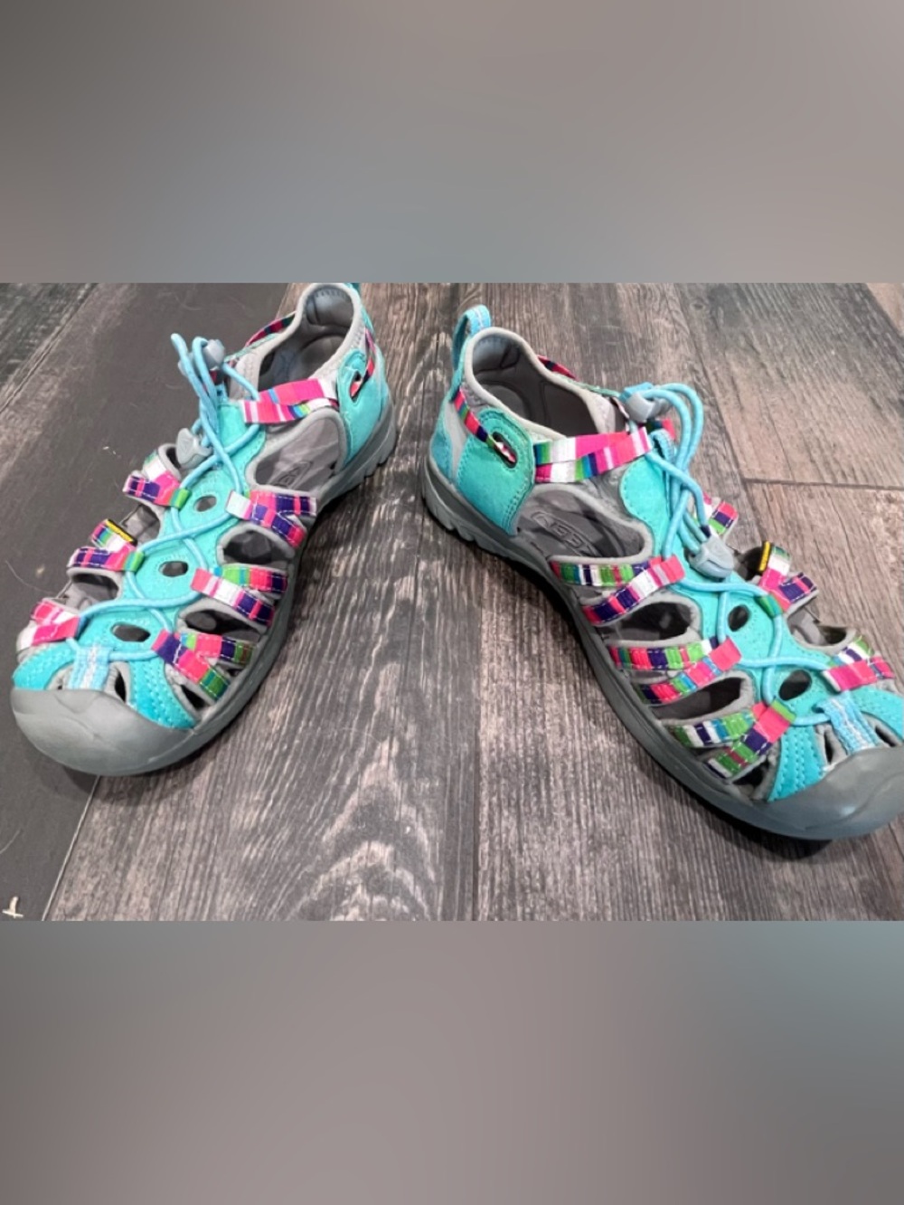 Keen Whisper Sandals Raya Fusion Mint Blue Pink Closed Toe Child 5/37 Women 6.5